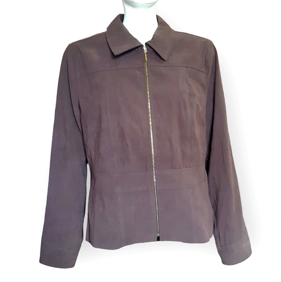 Jessica NWT size 14 suede look zip up collared lined light jacket - Picture 10 of 10